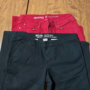 Two pairs of size 14 Women's Skinny Jeans Red and Black